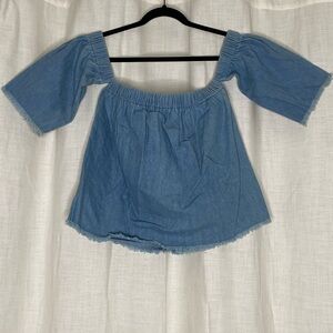 Blue Off-Shoulder Denim Top